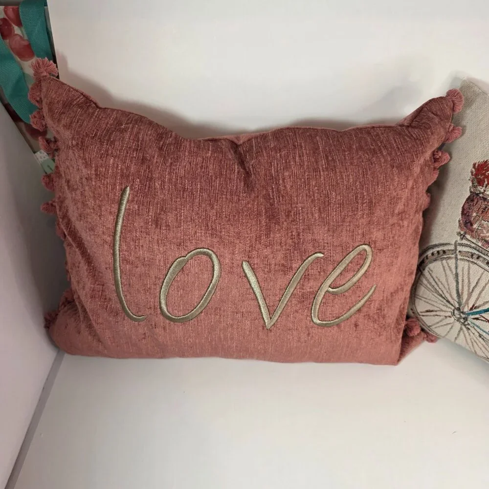 Farmhouse Lumbar Throw Pillows Love & Bicycle Floral - Set of 2
